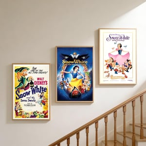 Snow White Seven Dwarfs Movie Poster | Frameless Canvas Wall Art | Home Office Decor