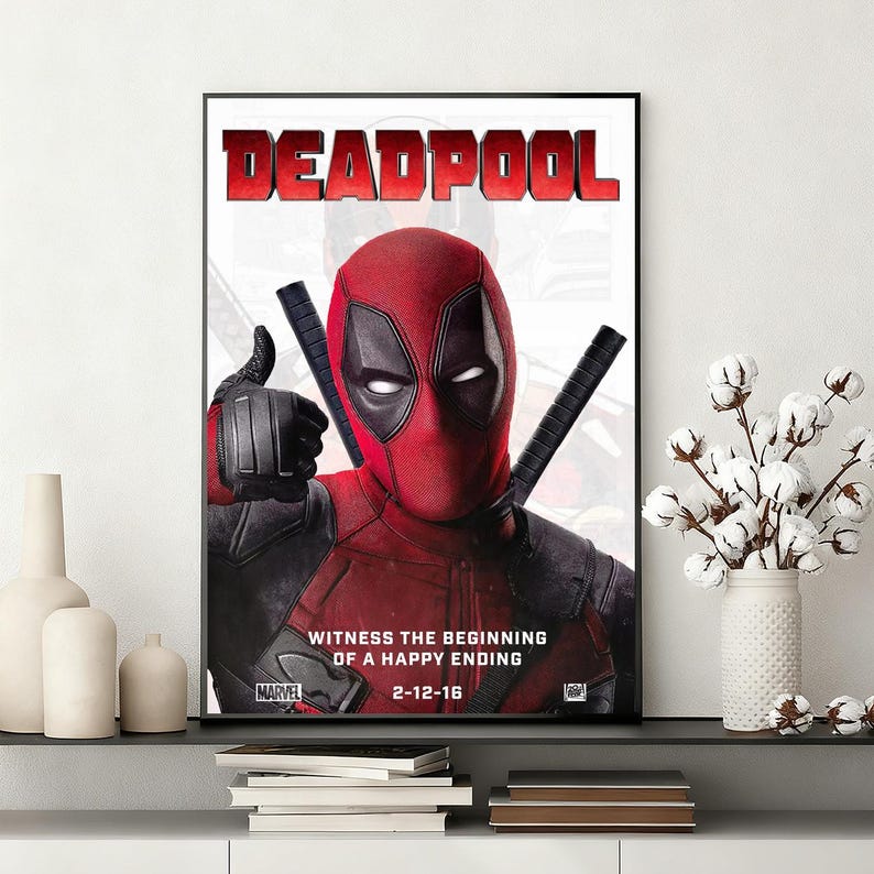 Deadpool Movie Poster | Frameless Canvas Wall Art | Home Office Decor ...