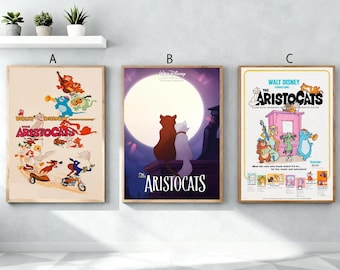 Póster de la película Los Aristogatos / Lienzo decorativo sin marco / Decoración para el hogar y la oficina / Regalo ideal