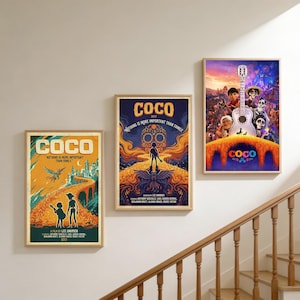 affiche de coco | Art mural en toile sans cadre | Décoration de bureau à domicile | Option cadeau attentionné