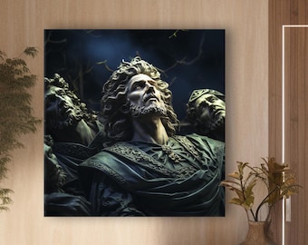 Renaissance Sculpture Canvas Art, Dark Classical Art Print, Mythological Wall Decor
