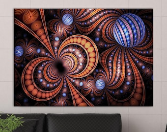 Fractal Wave Poster | Blue & White Geometric Wall Art - Etsy