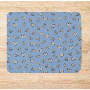 Tapis de souris mignon – Motif pigeon bleu, Accessoire de bureau esthétique, Antidérapant et minimaliste