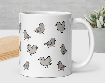 Pigeon Mug: Minimalist Ceramic Coffee Cup, Bird Lover Gift