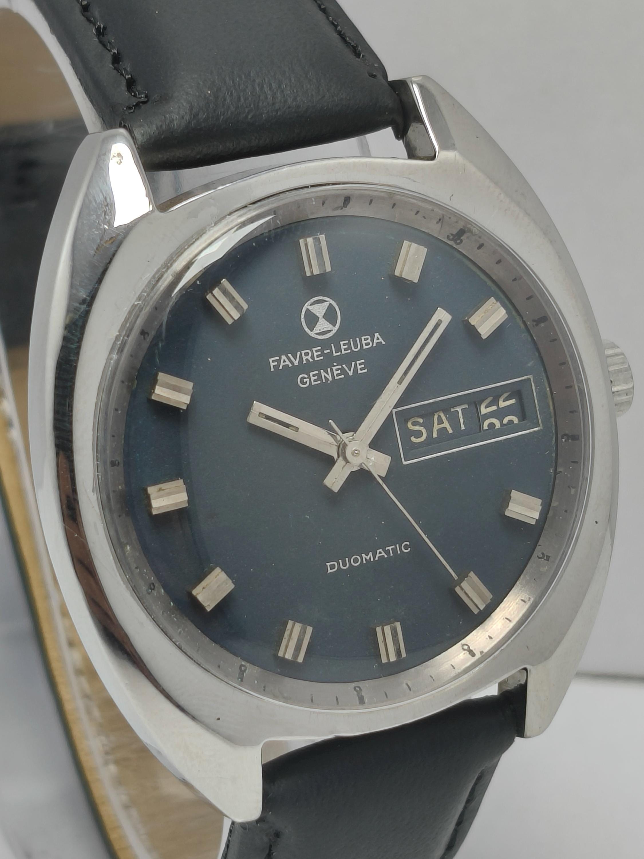 Montre Automatique Favre-Leuba Duomatic Vintage - Années 70, Acier Inoxydable, Occasion