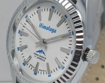 Himalaya Vintage Style Analog Watch Classic White Dial Men’s Wrist Watch with Leather Strap