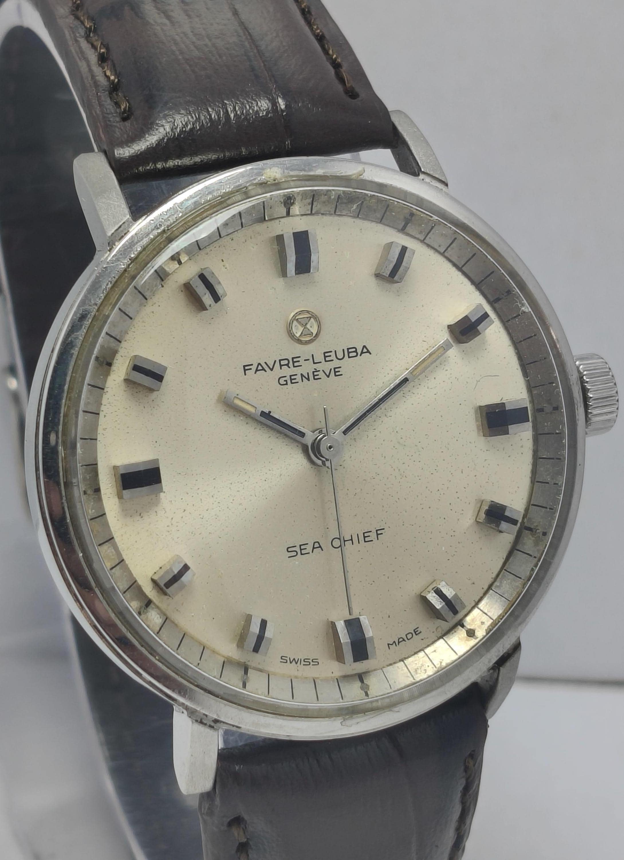 大*吉様 FAVRE-LEUBA SEA-CHIEF 手巻き時計 アンティーク FAVRE-LEUBA SEA CHIEF 17J WINDING PATINA DIAL SWISS MEN'S WORKING