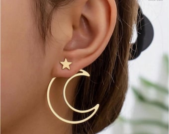 Gold Moon and Star Earrings – Celestial Jewelry Gift