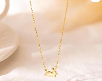 Gold Bunny Pendant Necklace – Dainty Animal Charm, 14K Plated