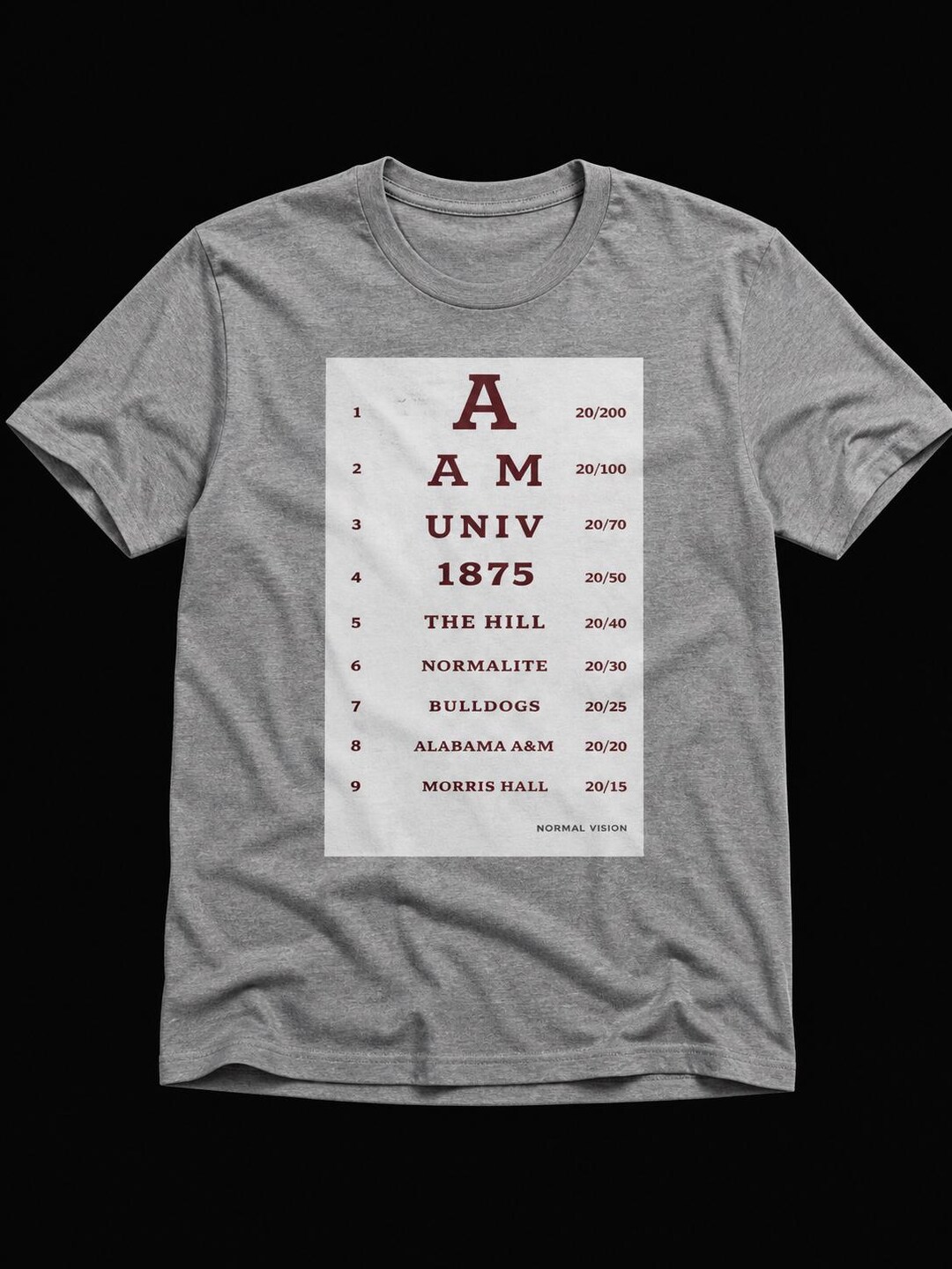 Alabama A&M University Shirt | HBCU Eye Chart Graphic Tee | AAMU Normal ...