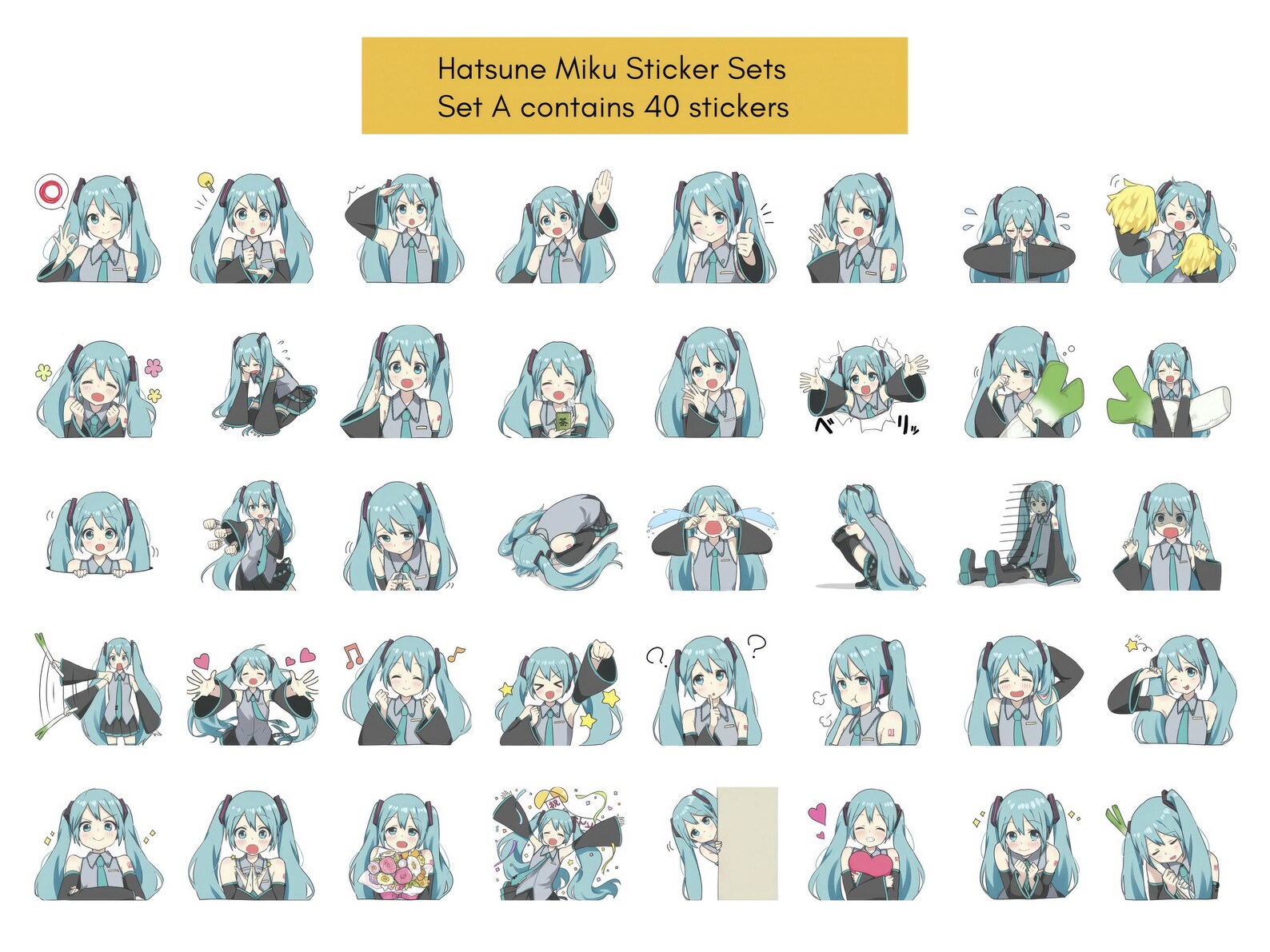 Miku Sorry Sticker Hatsune Miku 200 Fan Stickers, 5 Sets, Vocaloid Stickers, Laptop ...