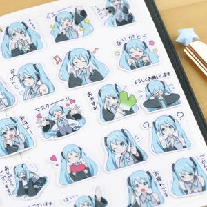 Hatsune Miku 200 Fan Stickers, 5 juegos, pegatinas Vocaloid, pegatinas para portátiles, dibujos animados, pegatina linda de Miku, pegatina de diario, 初音ミク, sin repetición imagen 8