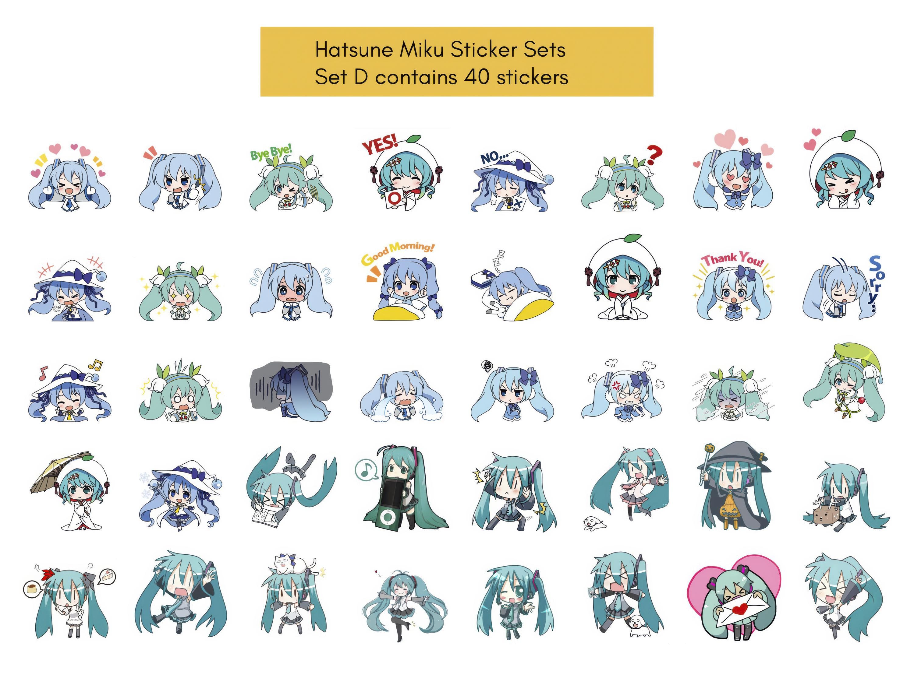 Hatsune Miku 200 Fan Stickers, 5 Sets, Vocaloid Stickers, Laptop ...