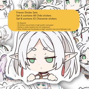 Frieren 100 pegatinas, 2 juegos, sin repetición, pegatina de anime, pegatina del diario del planificador, paquete de pegatinas de Chibi, Frieren: Beyond Journey's End
