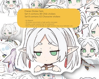 Frieren 100 Aufkleber, 2 Sets, NoRepeat, Anime Sticker, Planer Journal Sticker, Chibi Sticker Pack, Frieren: Jenseits der Reise