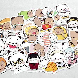 Más de 200 adorables pegatinas de Bubu y Dudu, 6 juegos, sin repetición, para San Valentín, aniversario de bodas, para portátil, dibujos animados, para diario.