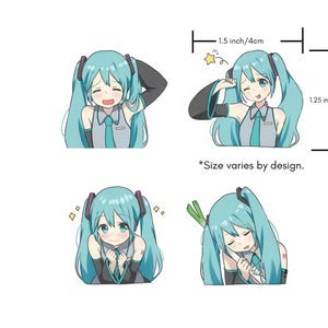 Hatsune Miku 200 Fan Stickers, 5 juegos, pegatinas Vocaloid, pegatinas para portátiles, dibujos animados, pegatina linda de Miku, pegatina de diario, 初音ミク, sin repetición imagen 7