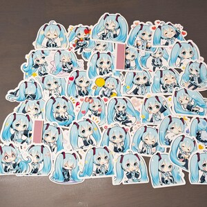 Hatsune Miku 200 Fan Stickers, 5 juegos, pegatinas Vocaloid, pegatinas para portátiles, dibujos animados, pegatina linda de Miku, pegatina de diario, 初音ミク, sin repetición imagen 10