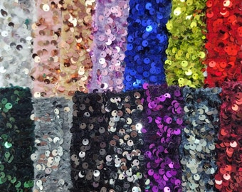 Sequin Velvet Fabric by the yard 65 Colors U PICK  5mm Sequins Velvet 2-way Stretch 58/60”