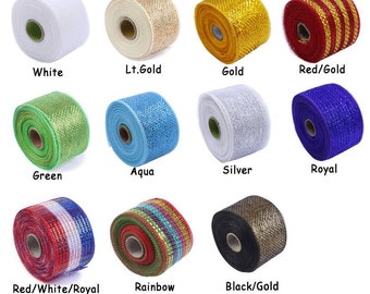 YYCRAFT Metallic Poly Mesh Ribbon 2.5" x 20 Yards-U PICK