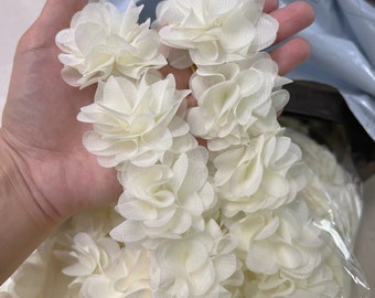 4.5 yard 2" Thick Flurry Chiffon Flowers Lace Trim-U PICK 20 Colors CH014