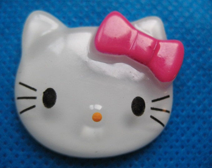 10 Large Resin Hello Kitty Buttons Flatbackhot Pink Bow Etsy
