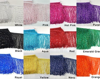 YYCRAFT 6" Hoogram Sequin Chainette Fringe Trim 5 yards Garland Dance Costume Trimming Party Decor