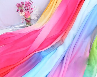 YYCRAFT Rainbow Chiffon Fabric By the Yard-U PICK