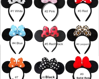 Classic Mickey Ears Headband,Custom Minnie Ears, Headband Park Outfit Cruise Hair Accessories U PICK