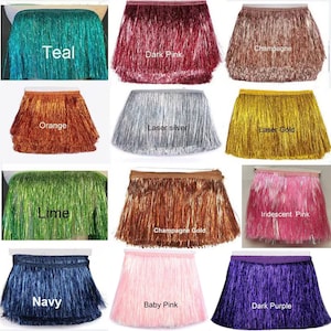 YYCRAFT 8&quot; Wide Tinsel Fringe Tinsel Trim Dance Costume Fringe Trimming 5 Yard