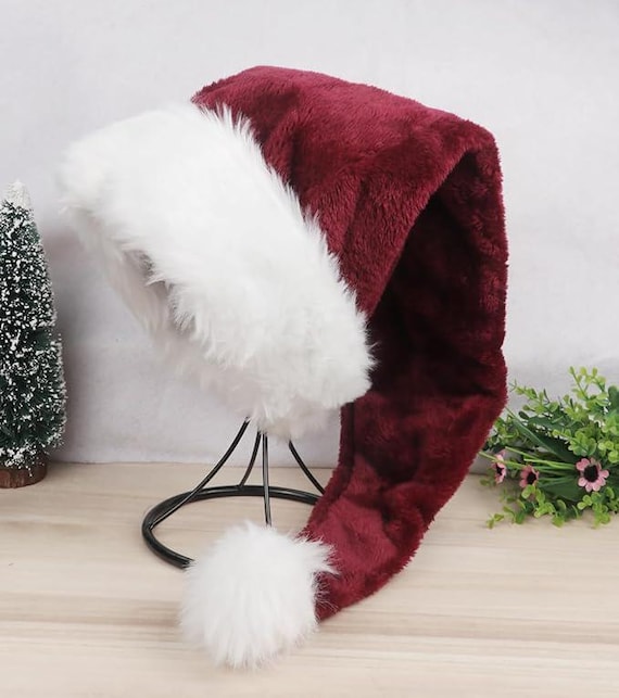 Bonnet De Père Noël Adulte Unisexe - Bordure En Fausse Fourrure Blanche, Pompon Rouge - Pour Fêtes De Noël Et Déguisements