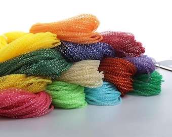 Mesh Tube Ribbon, 4mm Metallic Deco Flex, 50 Yards, DIY Crafting