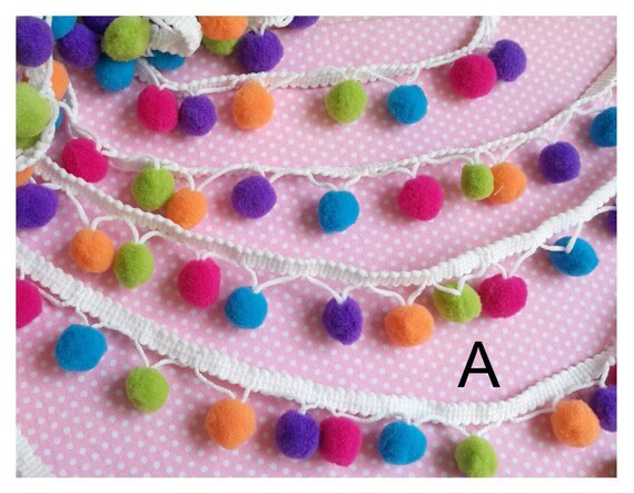 YYCRAFT Multicolor Pom Pom Ball fringe Trim Ribbon Sewing Multicolor 5 Yards