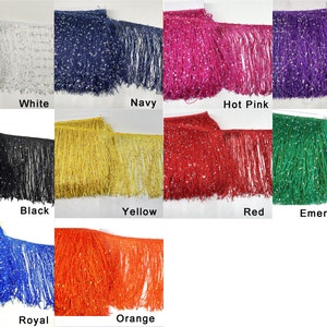 YYCRAFT 6" Hoogram Sequin Chainette Fringe Trim by the yard Garland Dance Costume Trimming Party Decor,1 Yard