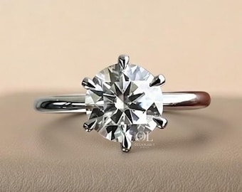 IGI Certified Round Lab Grown Diamond Engagement Ring, Round Solitaire Lab Created Diamond, Diamond Ring for Women