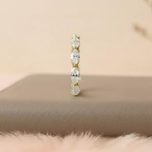 Lab Grown Diamond Marquise Eternity Ring, Dainty Wedding Band, Matching Engagement Ring Band