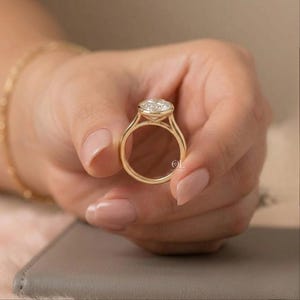 Oval lab grown diamond solitaire wedding ring