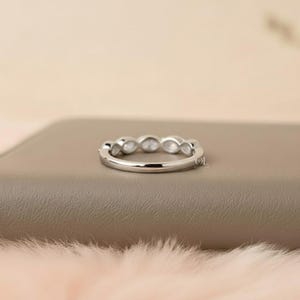 Gold Marquise Diamond Wedding Band, Lab Grown Diamond Eternity Ring, Matching Bridal Band