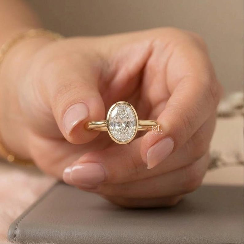 Statement oval diamond engagement ring for her