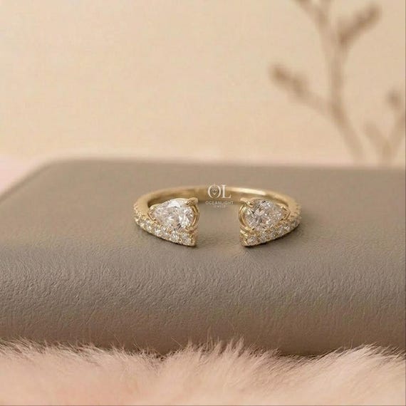 Pear Lab Grown Diamond Open Band, Teardrop Wedding Band For Engagement Ring, Custom Ring Gift