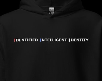 Sudadera con capucha de identidad inteligente identificada, estilo urbano minimalista, símbolo III sutil