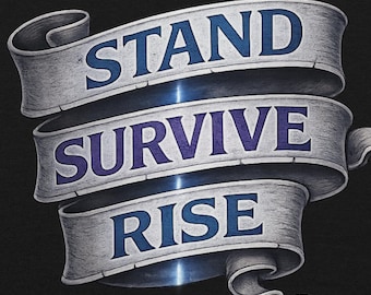 Sudadera con capucha Stand Survive Rise, gráfico de pancarta motivacional, estilo urbano con mentalidad disciplinada.