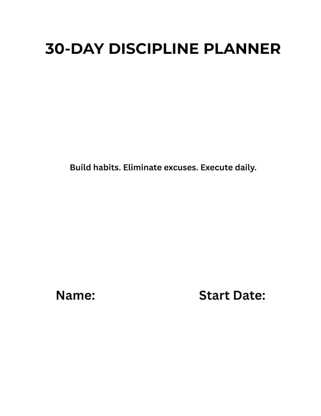 Discipline Planner 30-day Discipline Planner PDF | Daily Habit Tracker & Productivity ...