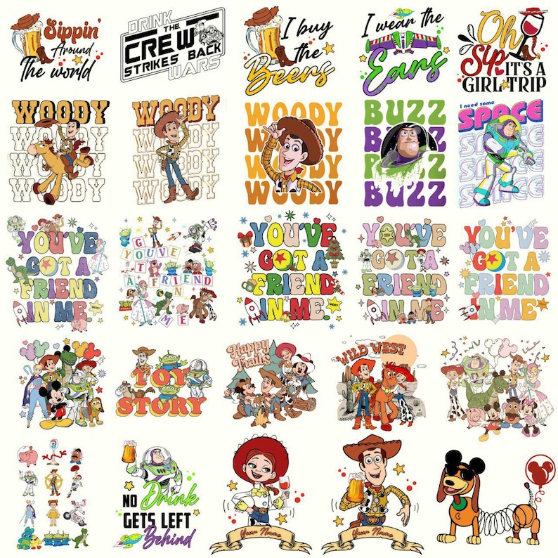 Toy Story Characters Bundle PNG, Woody Buzz Jessie Digital Clipart, Du hast einen Freund in mir Bild 3