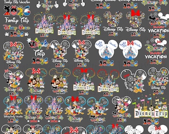 Familienurlaub 2026 Png-Bundle, passende Cartoon Gruppe Outfits, Mickey Minnie Castle Png, Familienreise 2026 Png, magisches Königreich Png