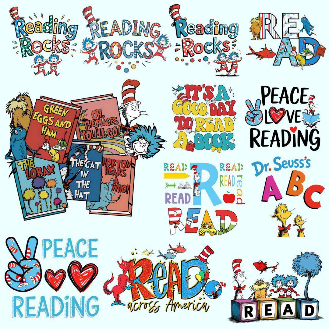 Reading Rocks PNG SVG | Read Across America | Seuss Style Reading Shirt ...