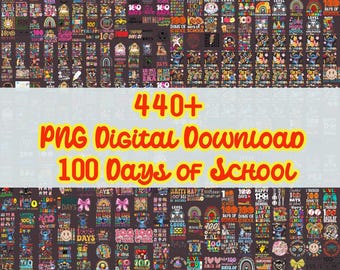 440+ 100 Days of School PNG Bundle | Digital Download | Kids School Clipart | Sublimation & Cricut PNG