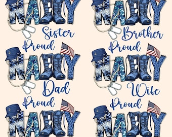 Stolze Marine Schwester Bruder Papa Frau Mann Mama PNG Bundle, US Navy Familie Clipart, Sublimation PNG digitaler Download