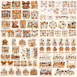 Fall Cartoon Friends Clipart Bundle, Autumn Thanksgiving, Cute Characters,  Pumpkin, Leaves, Coffee, Sublimation Design