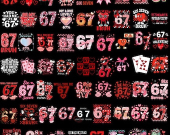 60+ Six Seven Valentine PNG Bundle – Cute, Funny & Trendy Love Designs